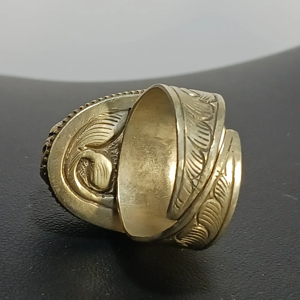 Large Tibetan Silver Labradorite Blue Skull Ring Size 11 " Adjustable - Picture 9 of 14